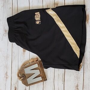 NBA black and gold basketball shorts with elastic tie waist